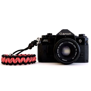 NEW CAMERA PARACORD HAND GRIP STRAP BLACK RED DSLR LEICA SONY CANON FUJI NIKON - Picture 1 of 9