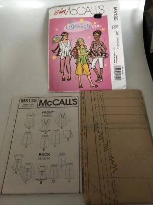 McCalls Girl Teen Pattern M5135 Gaucho Pants top, scarf 7 8 10 12 14 Uncut - Image 1 of 2