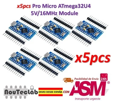  5pcs Pro Micro ATmega32U4 5V/16MHz Module with Pin Header for Arduino Leonardo  - Imagen 1 de 4