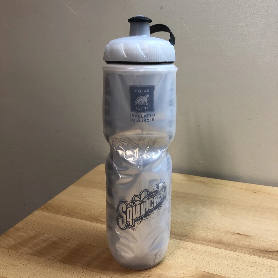 Botella de agua aislada Polar 24 oz azul plata onda transparente hecha en EE. UU. Foto 1 de 4