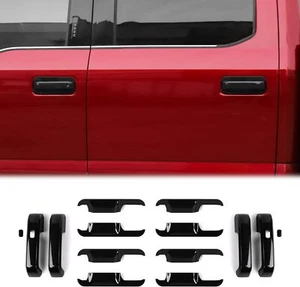 Cubierta de manija de puerta exterior y biseles de moldura de tazón para Ford F150 2015+ negro - Imagen 1 de 10