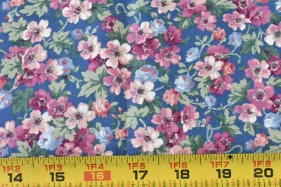 Por 1/2 yarda, vintage, verde rosa azul empaquetado algodón floral, Concord, Kesslers, V72 Foto 1 de 4