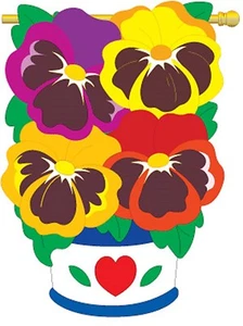 Pansies In Flower Pot House Size Flag TG 04056 - Picture 1 of 1