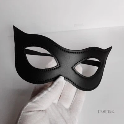Half Face Mask Faux Leather Ball Mask Halloween Costume Party Cosplay Eye Mask - Image 1 of 4