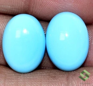 18x13mm Natur Dornröschen Türkis Oval Cabochon Paar 17,46 CTS Edelstein - Bild 1 von 6