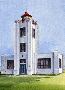 Point Hueneme Lighthouse Santa Barbara, California. Watercolor Notecards - Picture 1 of 2
