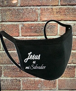 Bibelvers Gesichtsmaske/Baumwollmaske/schwarze Maske/waschbar/Jesus Es Mi Salvador - Bild 1 von 1