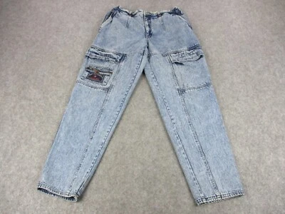 VINTAGE Bugle Boy Jeans Mens 28 Blue Cargo Pleated Acid Wash Mid Rise Baggy Y2K - Image 1 of 4