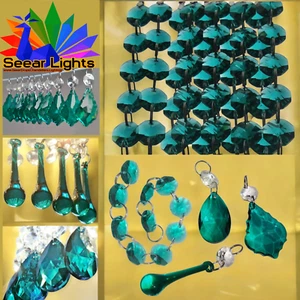Araña verde pavo real cristales de vidrio cortados cuentas de boda piezas de luz gotas - Imagen 1 de 92