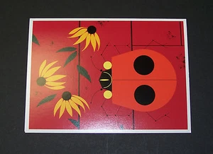 Charles/Charley Harper Notecards "Red Bug Red Barn" 4 Pack w/Envelopes - Picture 1 of 2