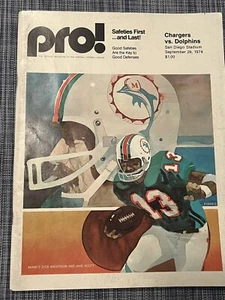 September 29, 1974 Chargers vs Dolphins Pro! Football Program San Diego Stadium - Picture 1 of 2