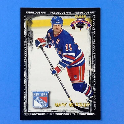Tarjeta de hockey 1996-97 Fleer #29 Mark Messier Fabulous Fifty New York Rangers Foto 1 de 4