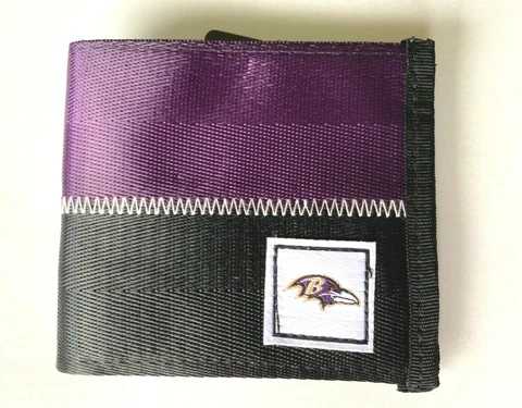 Baltimore Ravens Belted Bi-Fold Polyester Wallet NFL Seatbelt Style Cover