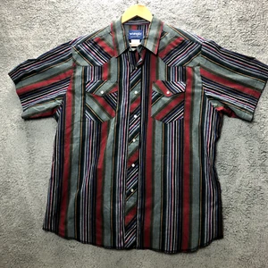 Wrangler Button Up Pearl Snap Plaid Shirt Short Sleeve Western Mens XL - Picture 1 of 8