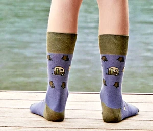 Tommy John Stay-Up Boys Kids Socks Shoe Size 3.5-5 Vintage Indigo Campers - Picture 1 of 6