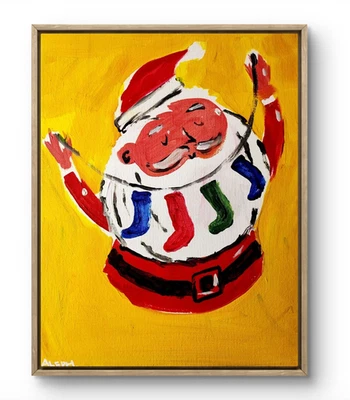 Arte Original Santa 2 14x11 Colorido Arte Moderno Navidad Pintura sobre Lienzo Foto 1 de 4