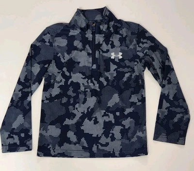 Boys Youth Sx 6 UNDER ARMOUR Long Sleeve Zip Pullover Shirt Black Camo 1/4 Zip - Image 1 of 4