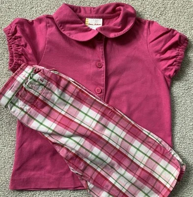 2 peças Hannah Andersson tamanho 100 melancia xadrez capris e camisa rosa com botões tamanho 4 - Imagem 1 de 4