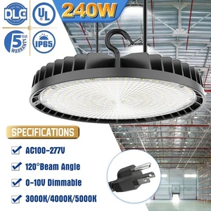 240 Watt UFO LED High Bay Light Warehouse Commercial Industrial Garage Lighting - Picture 1 of 11