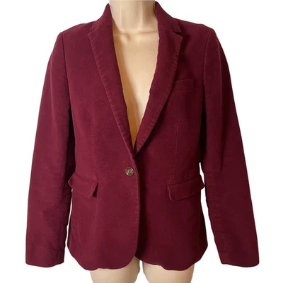 Blazer Massimo Dutti Mujer Borgoña Terciopelo Talla 6 Tela Italiana Carrera Clásica Foto 1 de 4