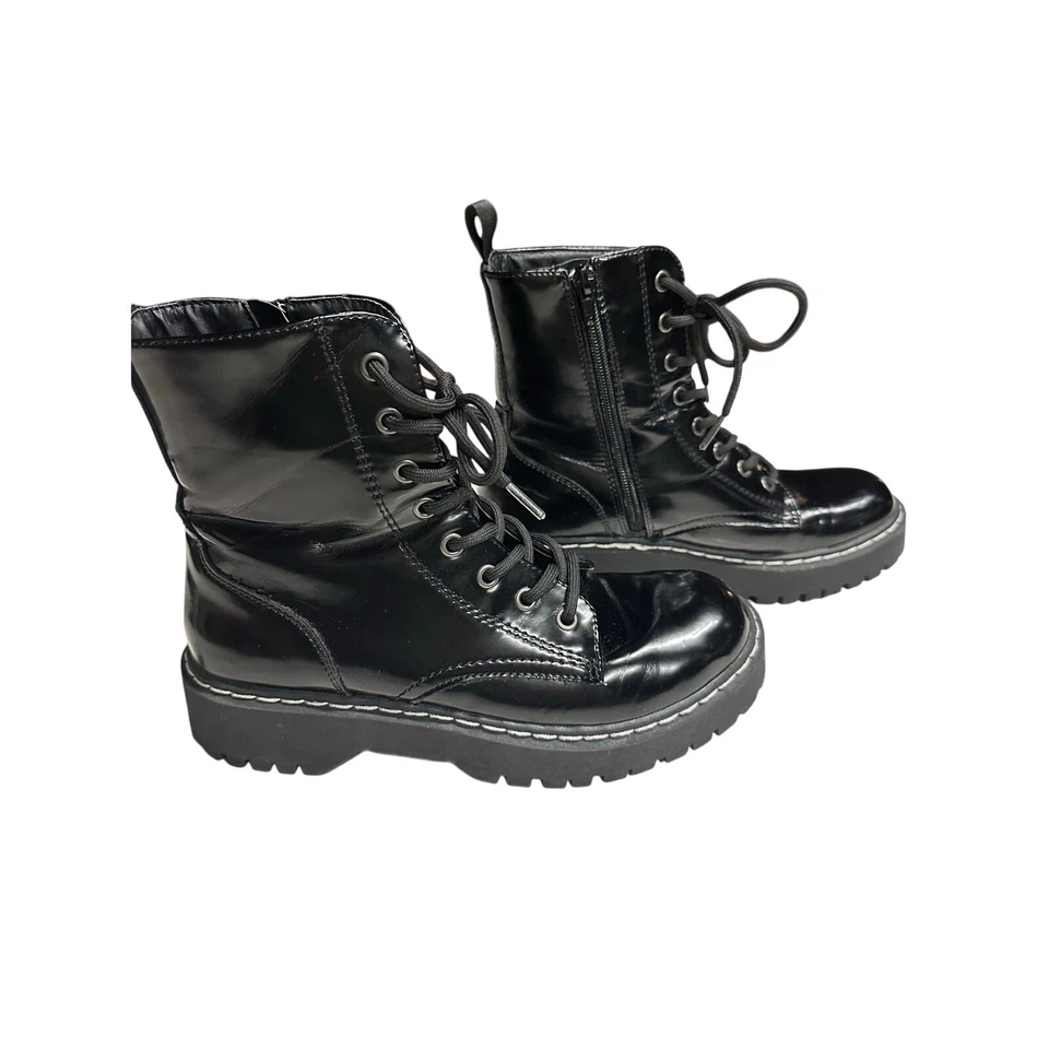Botas para mujer Soda Combat Moto Harley Paton con cordones Goth Grunge negras 8M Foto 1 de 4