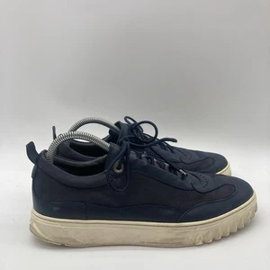 Mens Size 8 Salvatore Ferragamo Navy Leather Aaron Low Top Sneakers Shoes - Picture 1 of 11