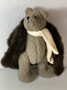 Boyds Bears - The Archive Series - Brown 10” Jointed Bear w/ Fur Coat & Scarf - Picture 1 of 9