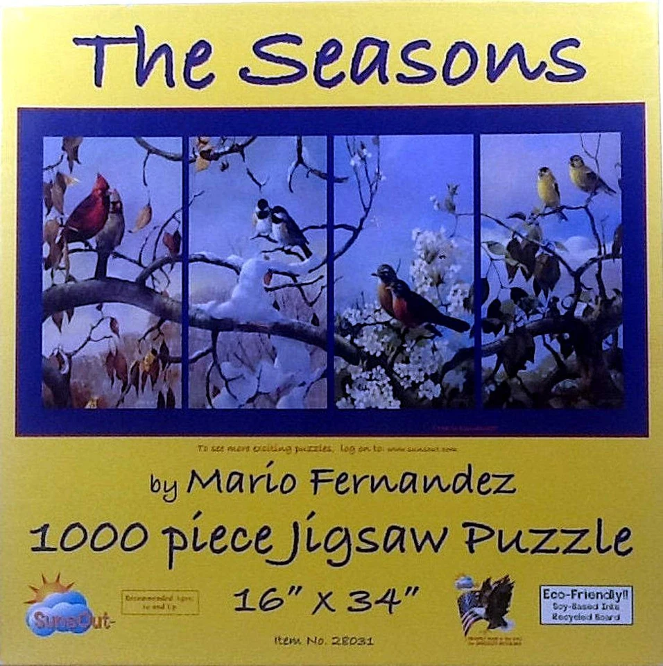 The Seasons Birds Mario Fernandez 1000 pc Jigsaw Puzzle 16" X 34" SunsOut - Image 1 of 1