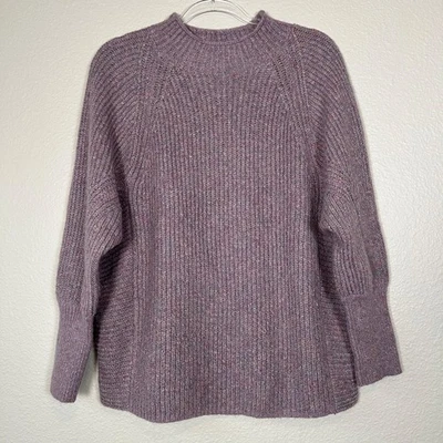 Chicos Talla 2 Grande Grueso Tejido Suéter Morado Acanalado Cuello Simulado Raglán Foto 1 de 4