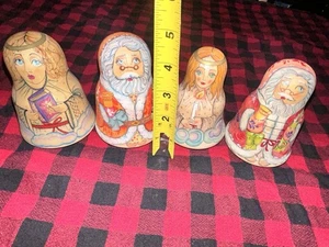 Lotto di 4 bambole russe Roly Poly Christmas Babbo Natale Angel marcate - Foto 1 di 9