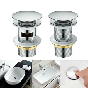 Cúpula Ranurada Sin Ranurar Residuos Acero Inoxidable Click Clack Lavabo Fregadero Pop Up Plug Push - Imagen 1 de 32