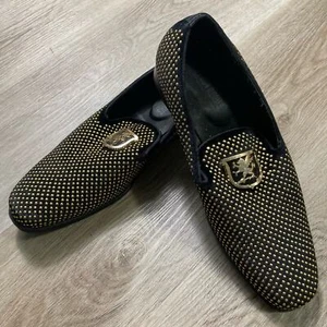 Stacy Adams Herren Swagger Nieten Slipper Halbschuhe schwarz gold Größe 8,5 eleganter Schuh - Bild 1 von 15