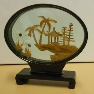 Chinesische Korkschnitzerei, Diorama hinter Glas, filigranes Kunsthandwerk - Bild 1 von 6