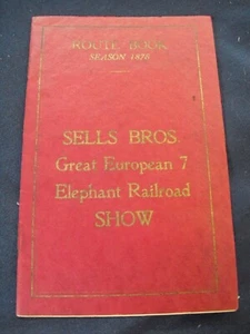 ROUTE BOOK Season 1878~SELLS BROS ELEPHANT RAILROAD SHOW~FREE SHIP - Picture 1 of 9