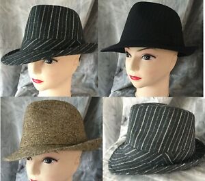 Trilby style hat great fashion or fancy dress accessory Black Grey Brown