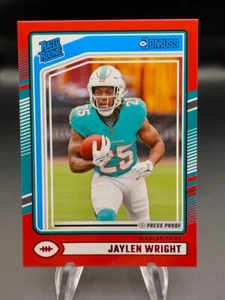 2024 Donruss - Jaylen Wright Rated Rookie Red Press Proof (RC) #344 Dolphins - Bild 1 von 2