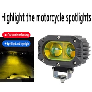 2PCS Motorcycle Spotlight Headlight Fog Light LED Auxiliary Headlamp Yellow - Picture 1 of 16