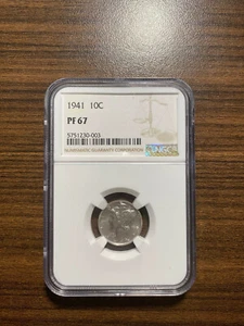 1941-P Mercury Silver Dime 10C NGC PROOF PF PR 67 RARE GEM  - Picture 1 of 2