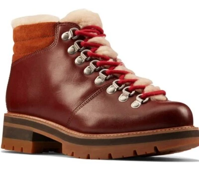 Botas de Senderismo Clarks Orianna Alpine Marrón Tostado Cuero Forrado Cálido para Mujer (LEER) Foto 1 de 4