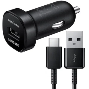 OEM Samsung Fast USB Car Charger For Galaxy S24 S23 S22 S21 Ultra + Type-C Cable - Picture 1 of 7