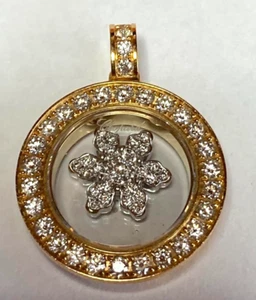 Chopard Happy Diamonds Snowflake 18k Yellow Gold Necklace Pendant Top Charm - Picture 1 of 5