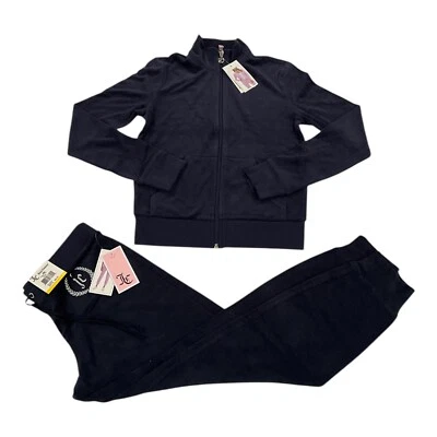 Juicy Couture Micro Terry 运动服套装夹克和裤子富豪蓝色可选尺寸 — 第 1/4 张图片