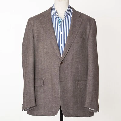 CARUSO Sport Coat Brown Herringbone Loro Piana Wool Blazer Italy Made EU58 US48 - Image 1 of 4
