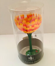 HAND PAINTED WINE GLASS  12oz - ZINNIA FLOWER BY CYPRESS HOME ENTERTAINING
