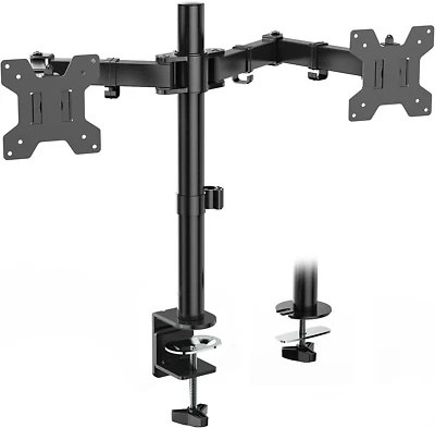 WALI Dual LCD Monitor Fully Adjustable Desk Mount Stand Fits 2 Screens up to 27