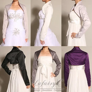 Chaqueta bolero para boda fiesta chaqueta de novia manga larga suave satén Lafairy - Imagen 1 de 6