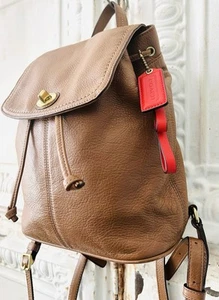 Bolso Mochila Coach Marrón Guijarro Parque Cuero Naranja Etiqueta y Forro F24385 - Imagen 1 de 10