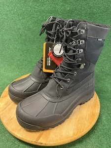 New Aleader-AL191102M Men's Black Insulated Waterproof Winter Snow Boots Sz 10 - Picture 1 of 10