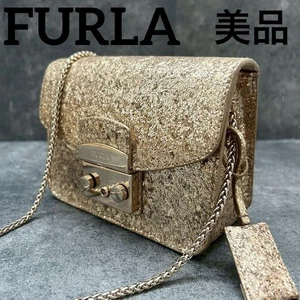 Sac bandoulière chaîne dorée pailletée Furla Metropolis - Photo 1/11