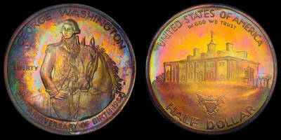 1982 S Washington 50C Half Dollar NGC PF68UCAM Monster Neon Rainbow Toned Beast - Image 1 of 4